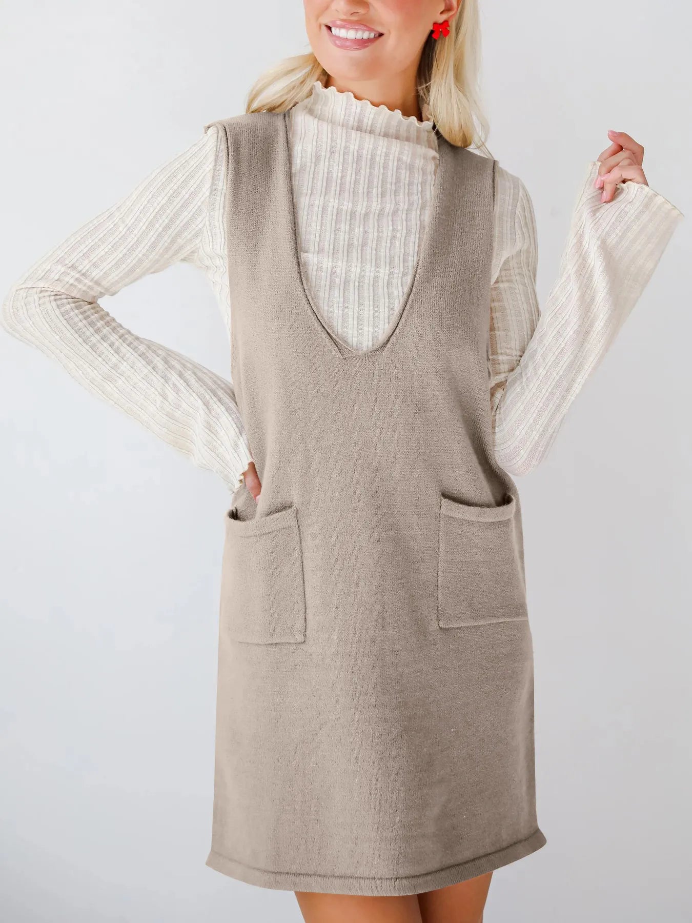 Sleeveless Knit Dress with Pockets