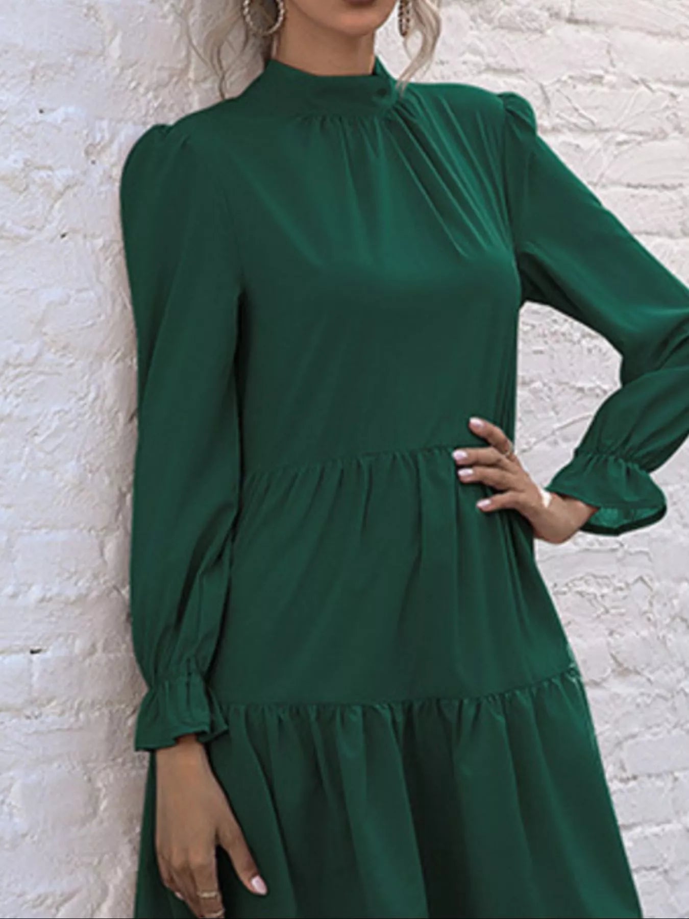 High-Low Flounce Sleeve Dress
