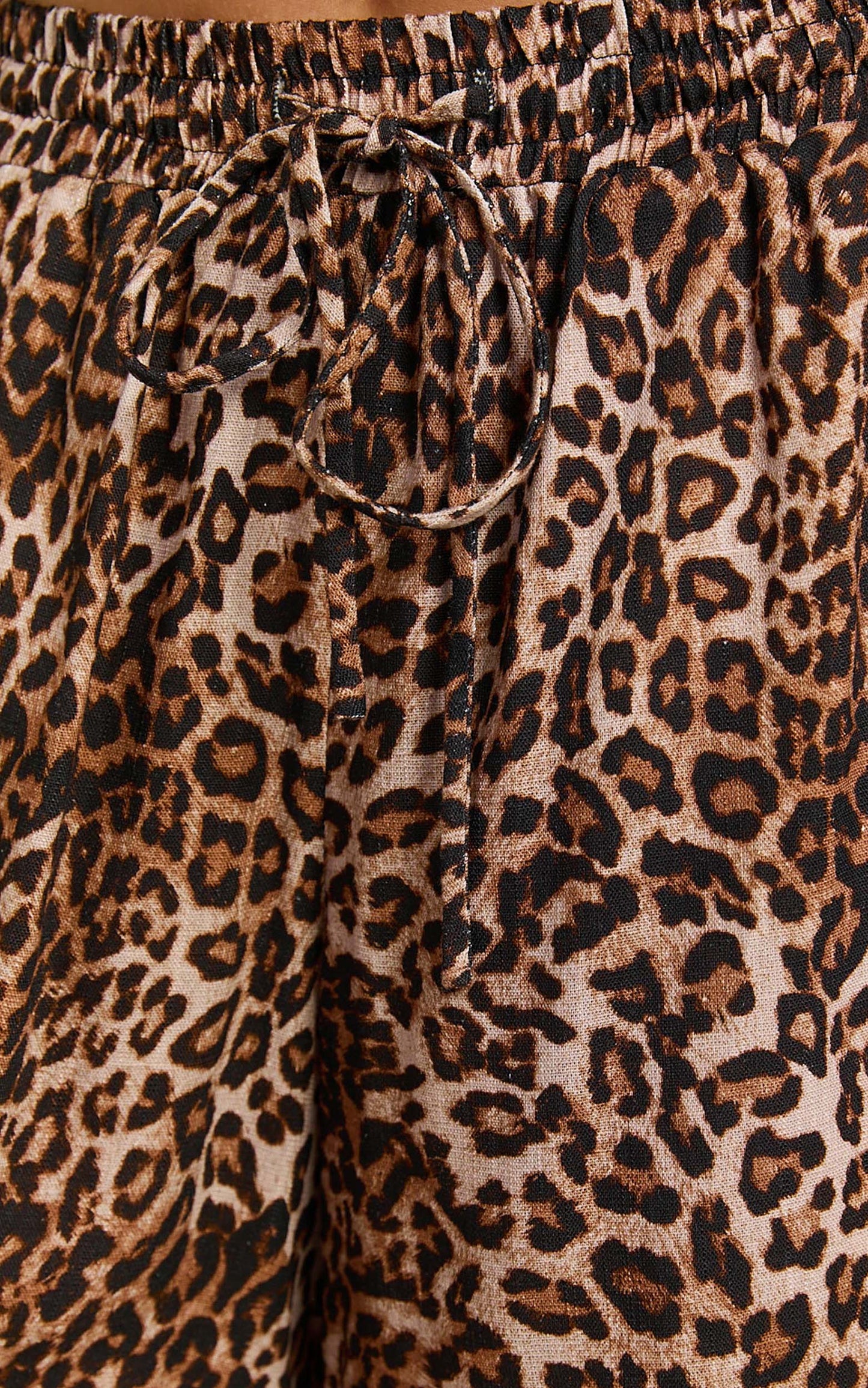 Lopez Linen Blend Shorts - High Waisted Shorts in Tonal Leopard Print