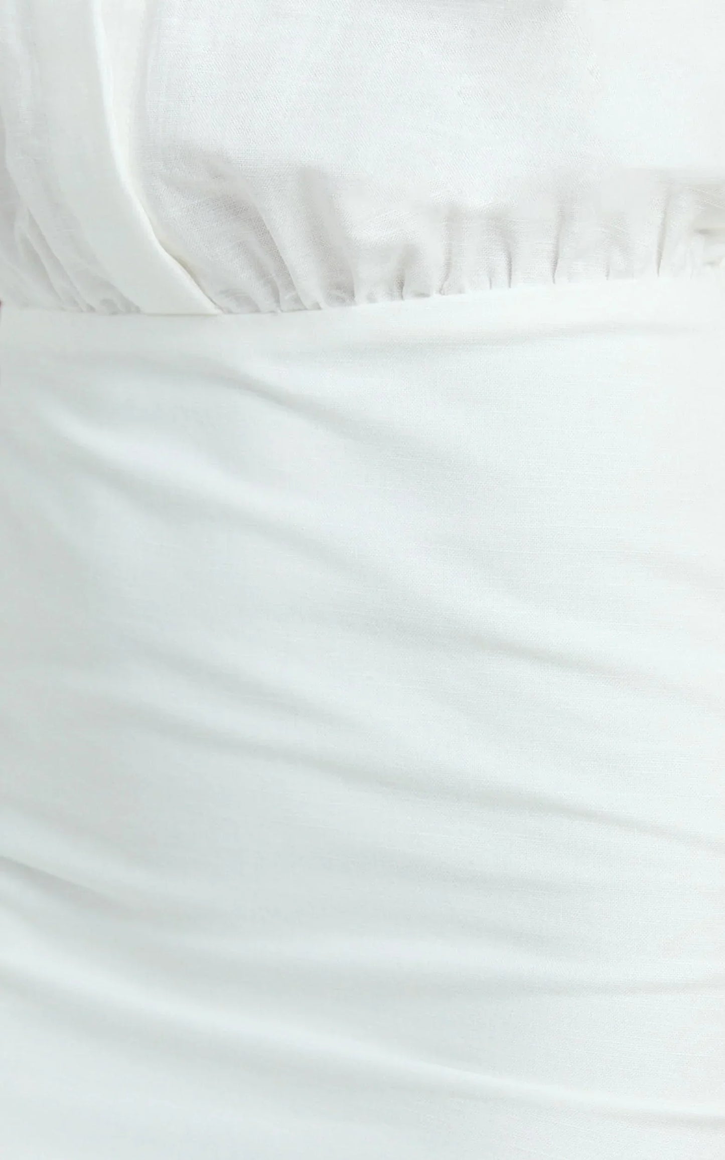Muriel Mini Dress - Blouson Linen Blend Shirt Dress in Off White