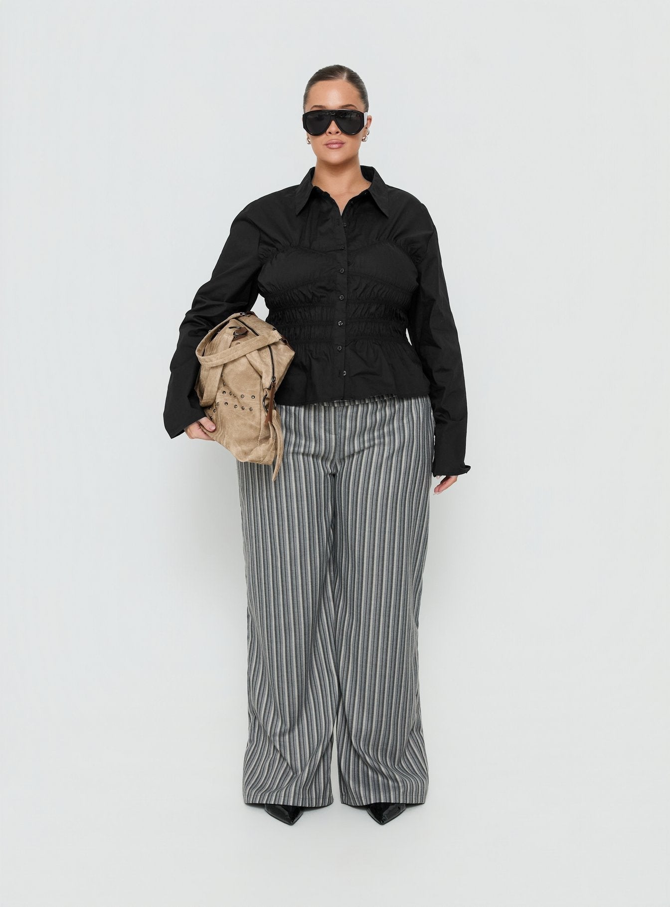 Cedars Low Rise Pant Grey Stripe Curve