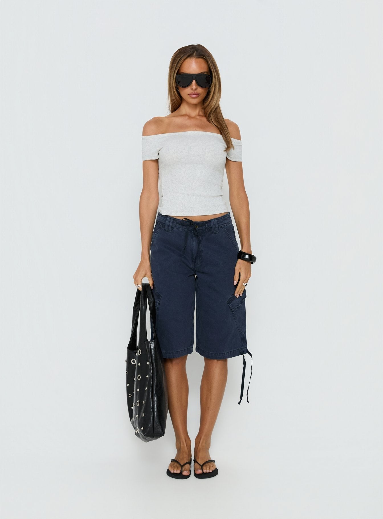 Baseline Boat Neck Top Grey Marle