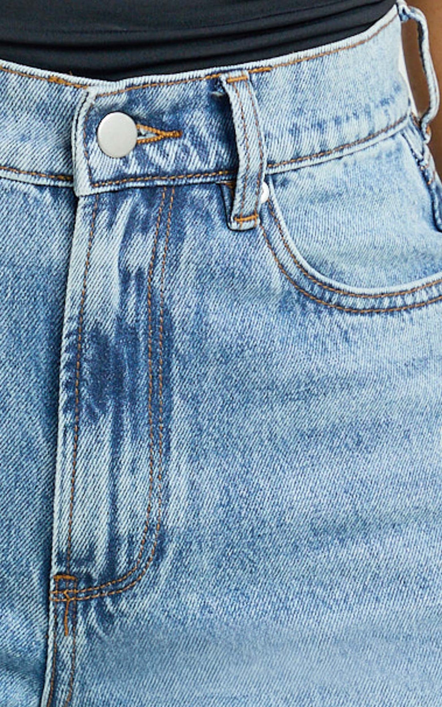 Nessa Jeans - High Waist Straight Leg Jeans in Light Blue Wash
