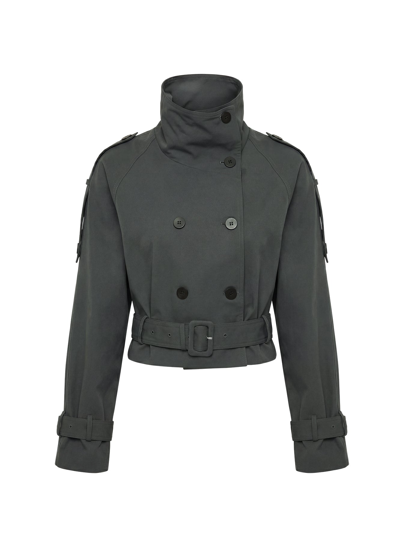 Blanc Cropped Trench Coat Olive