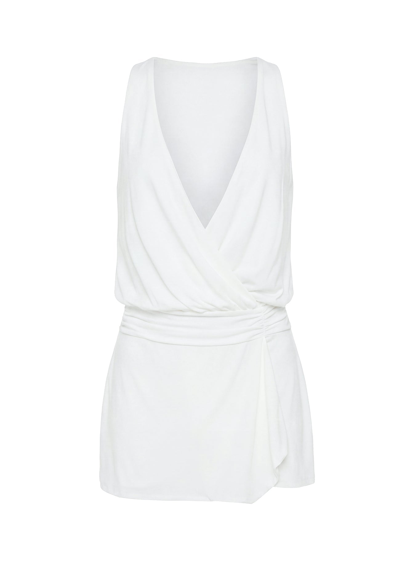 Carissima Drape Plunge Mini Dress White