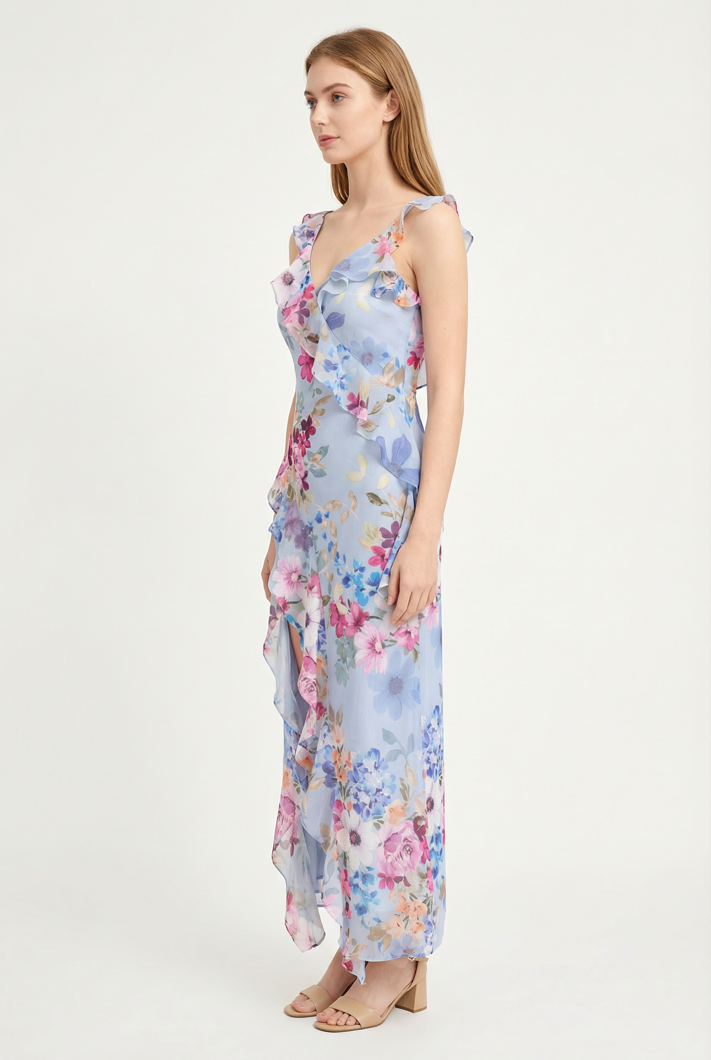 Valentina Ruffle Slit Dress