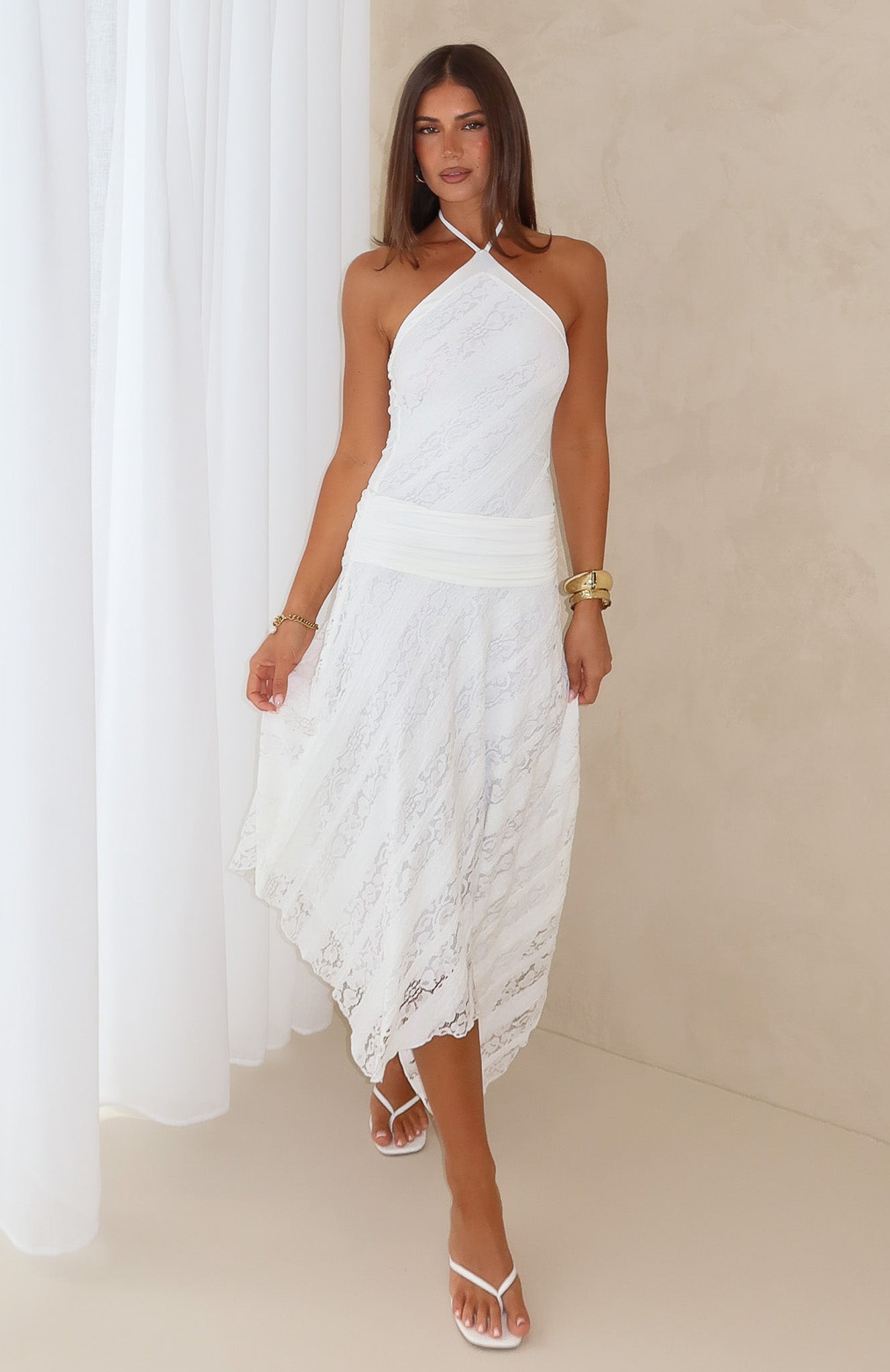 Don't Let Me Go Midi Dress White