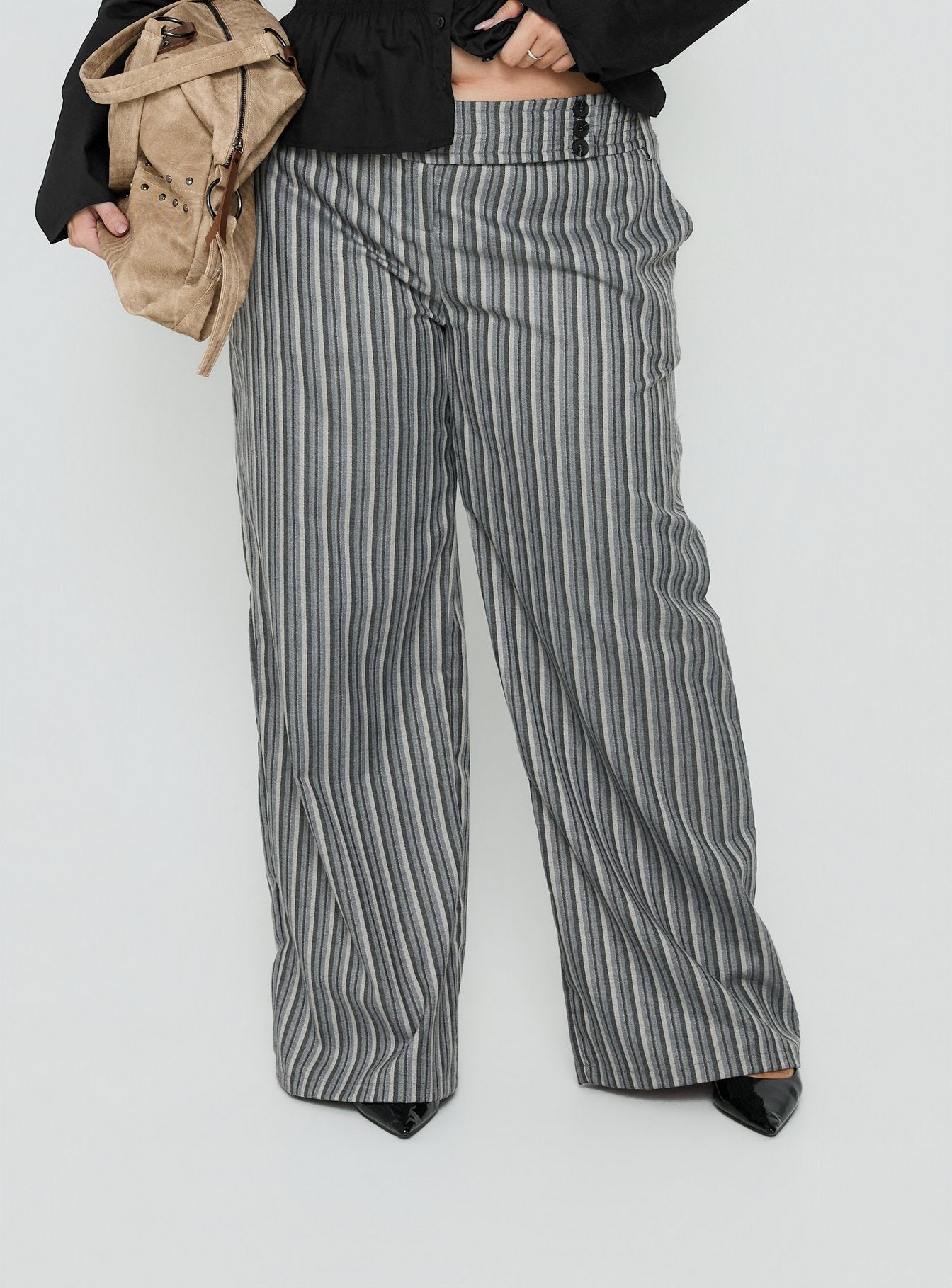 Cedars Low Rise Pant Grey Stripe Curve