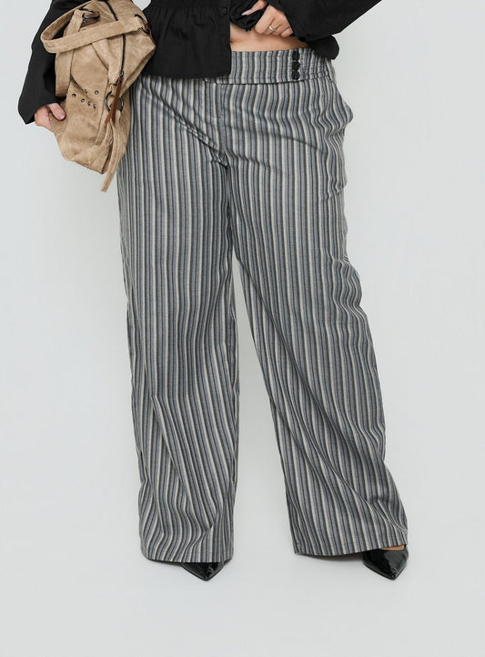 Cedars Low Rise Pant Grey Stripe Curve