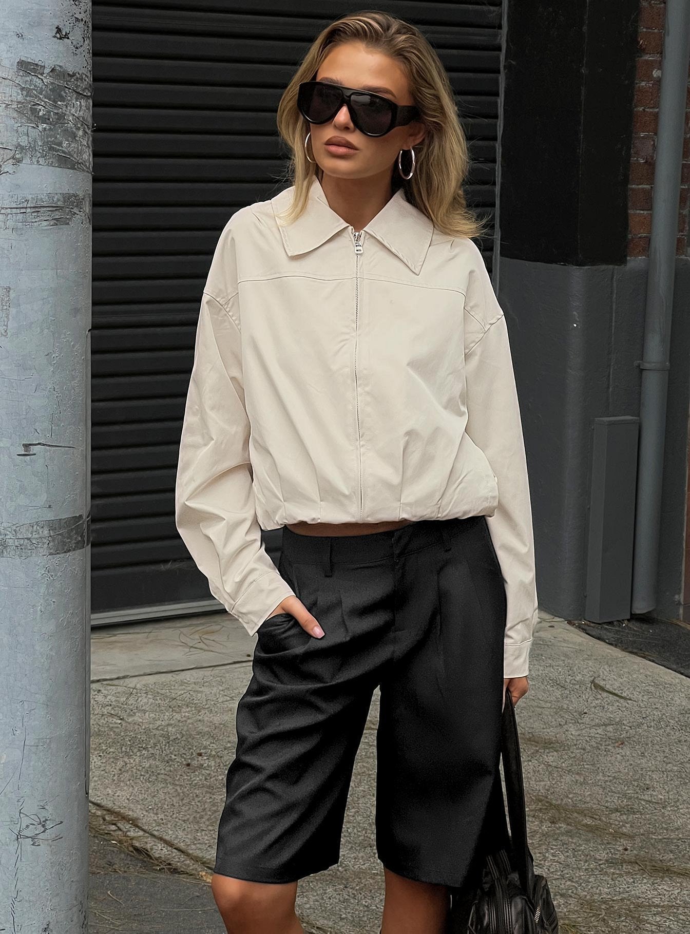Call You Up Bomber Jacket Sand