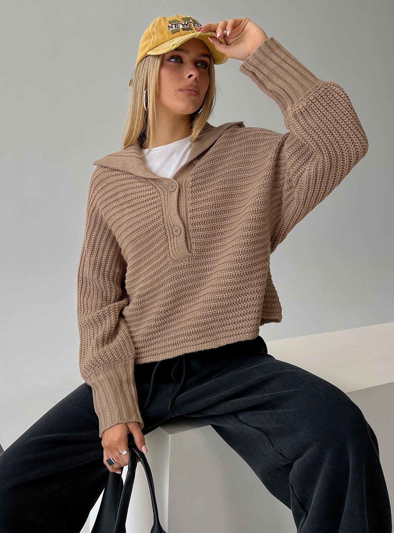 Bankside Collared Knit Sweater Brown