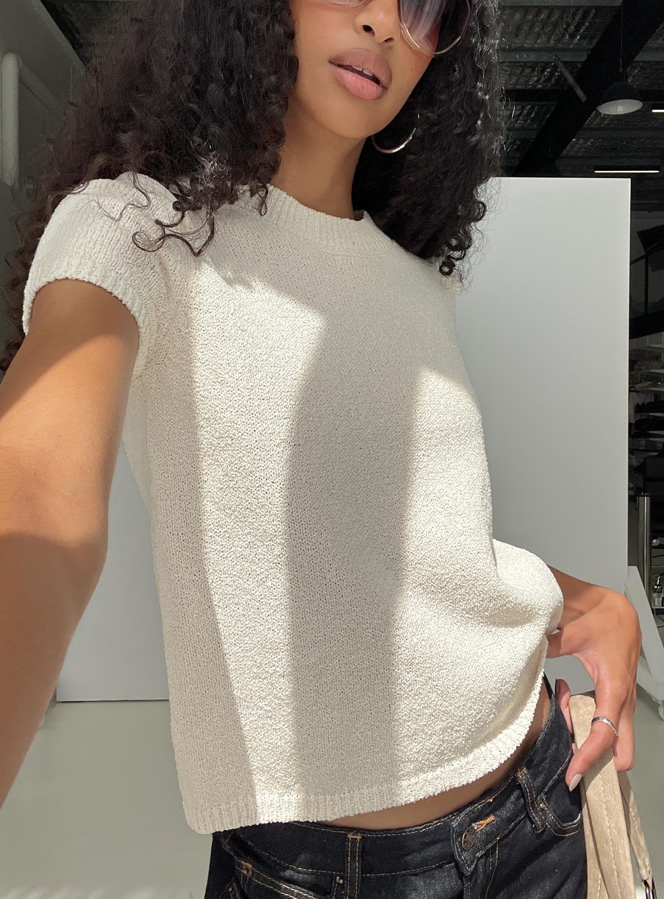 Ashfield Crew Neck Short Sleeve Top Beige