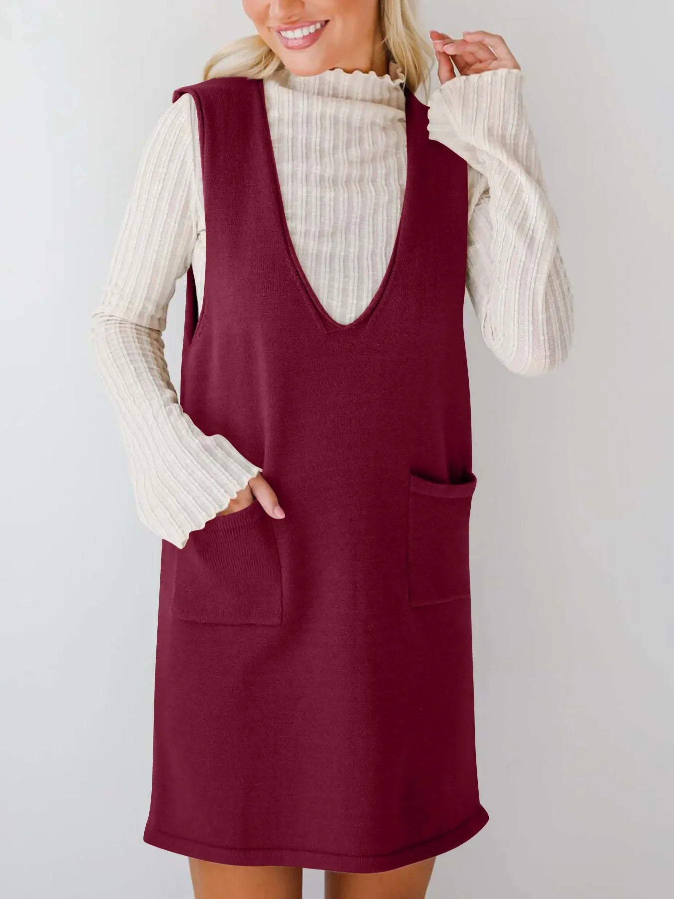 Sleeveless Knit Dress with Pockets