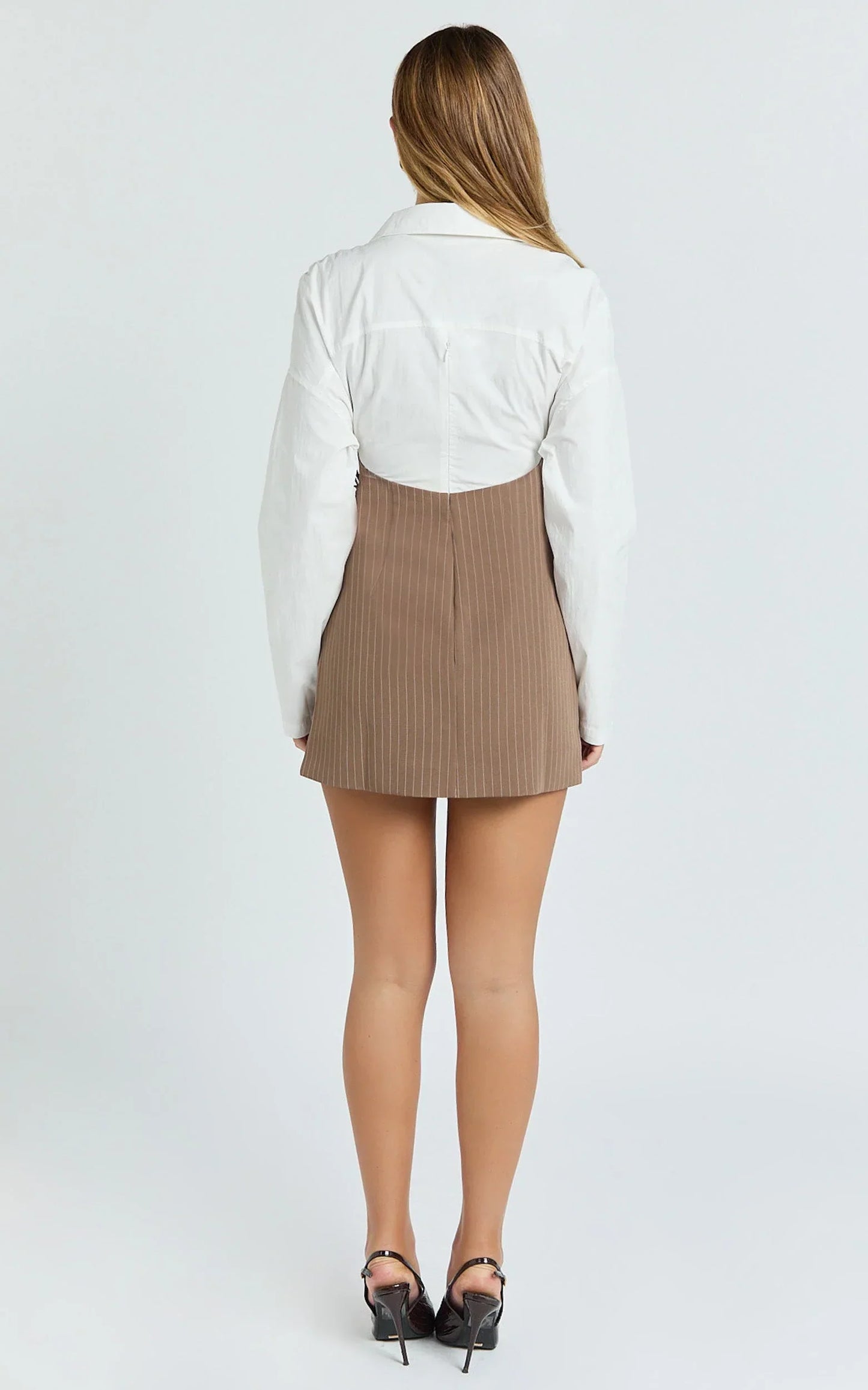 Kym Mini Dress - Shirt Wrap Dress in Chocolate