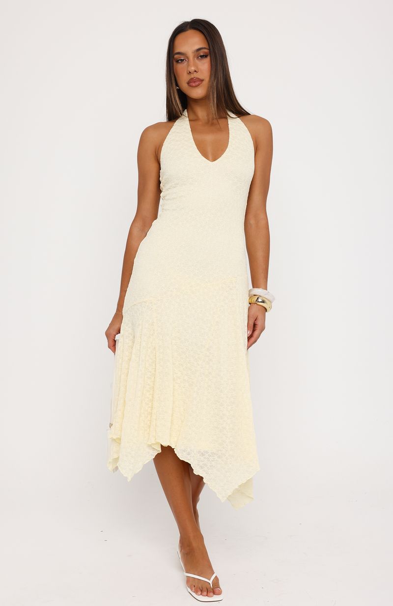 Crazy Little Thing Halter Midi Dress Lemon