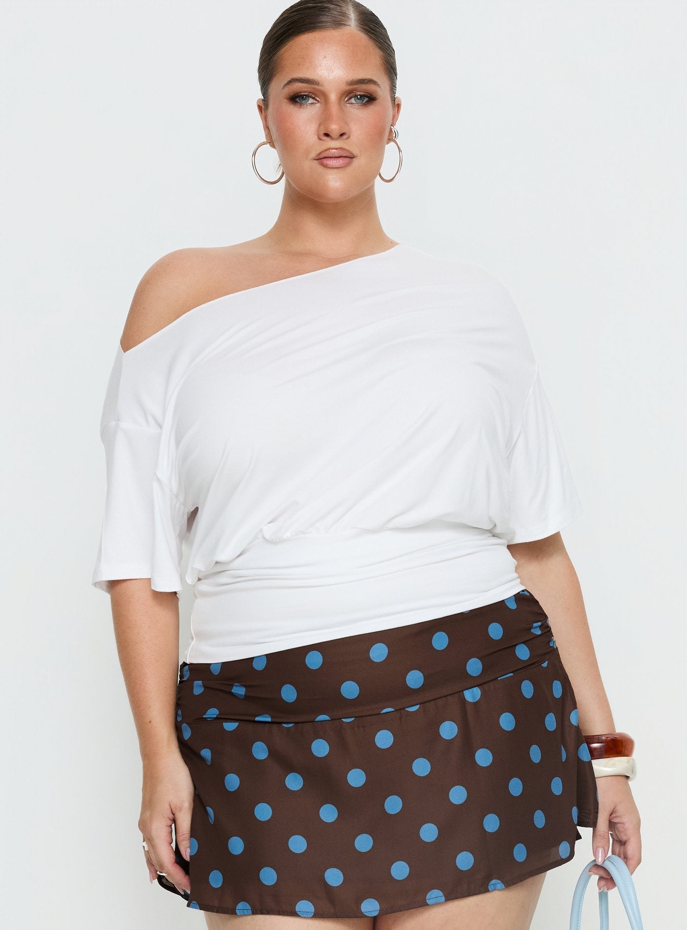 Ashlinn Off Shoulder Drapey Top White Curve