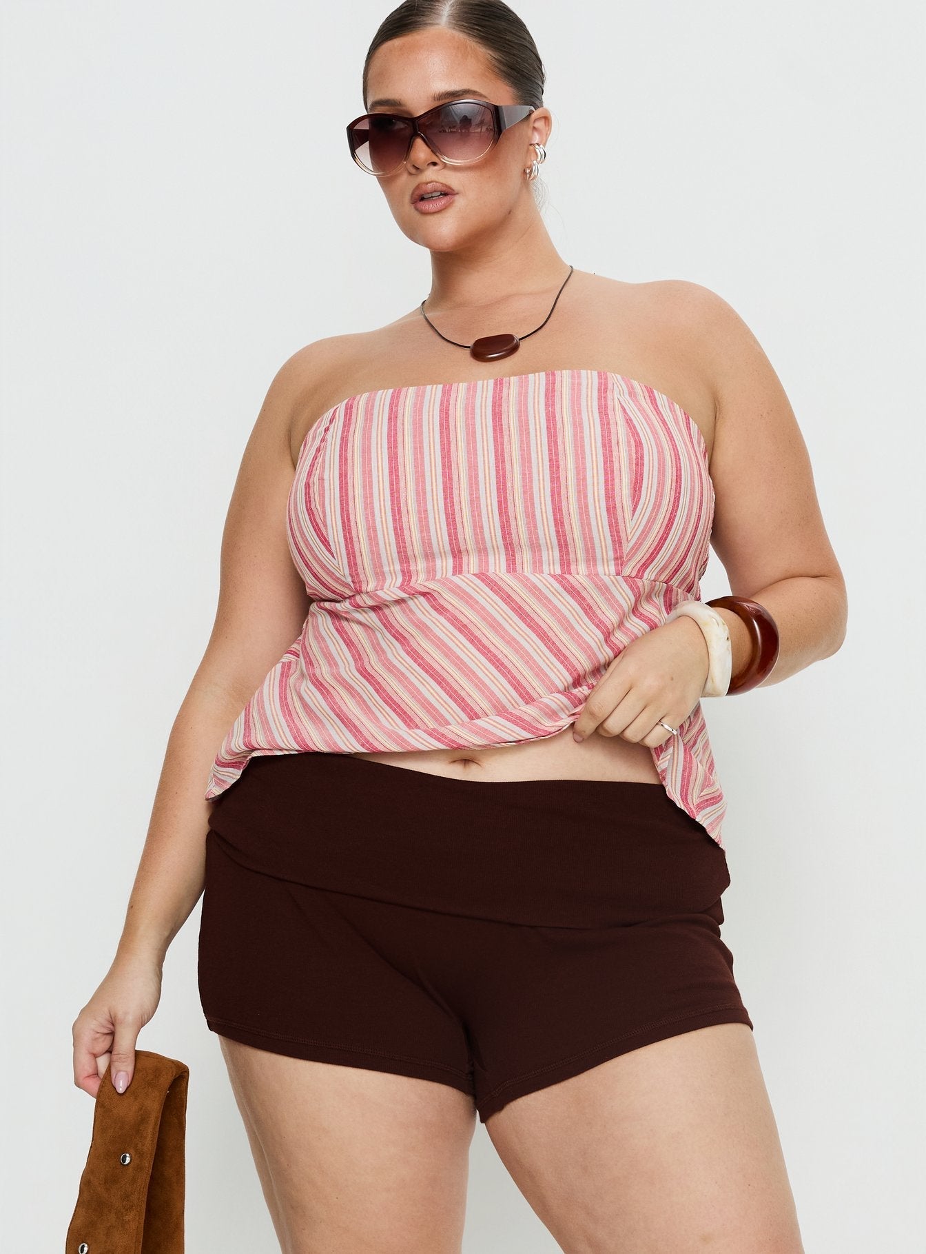 Baseline Low Rise Rib Shorts Chocolate Curve