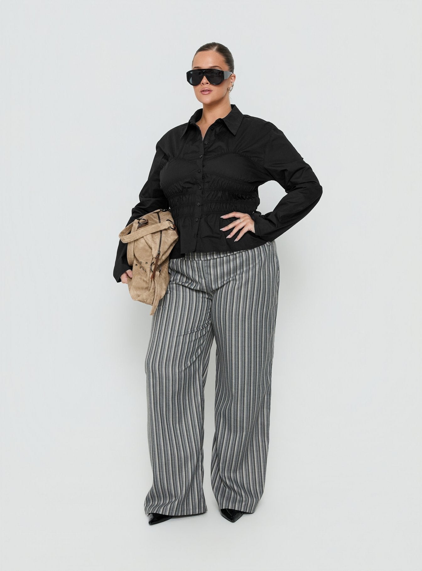 Cedars Low Rise Pant Grey Stripe Curve