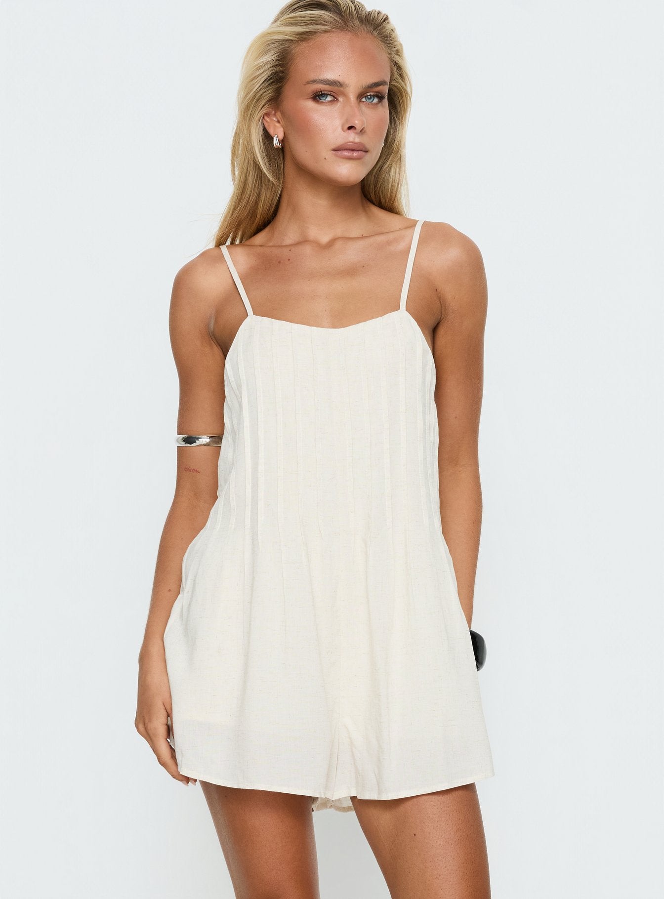 Avielle Relaxed Sleeveless Playsuit Beige