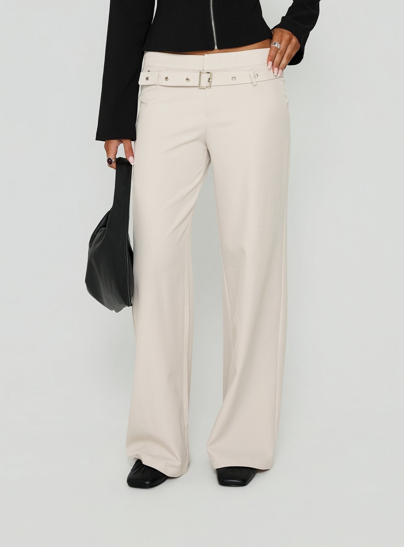 Adonella Buckle Tailored Pant Stone