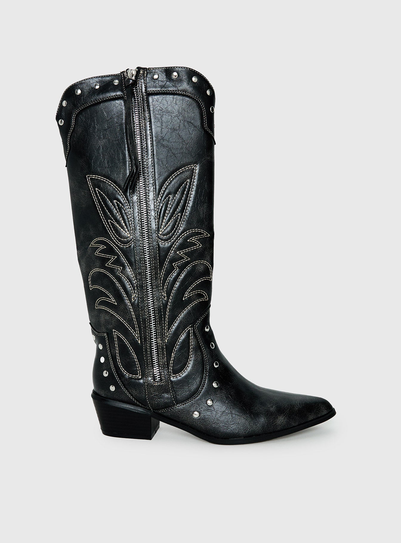 Austin Distressed Cowboy Boots Black