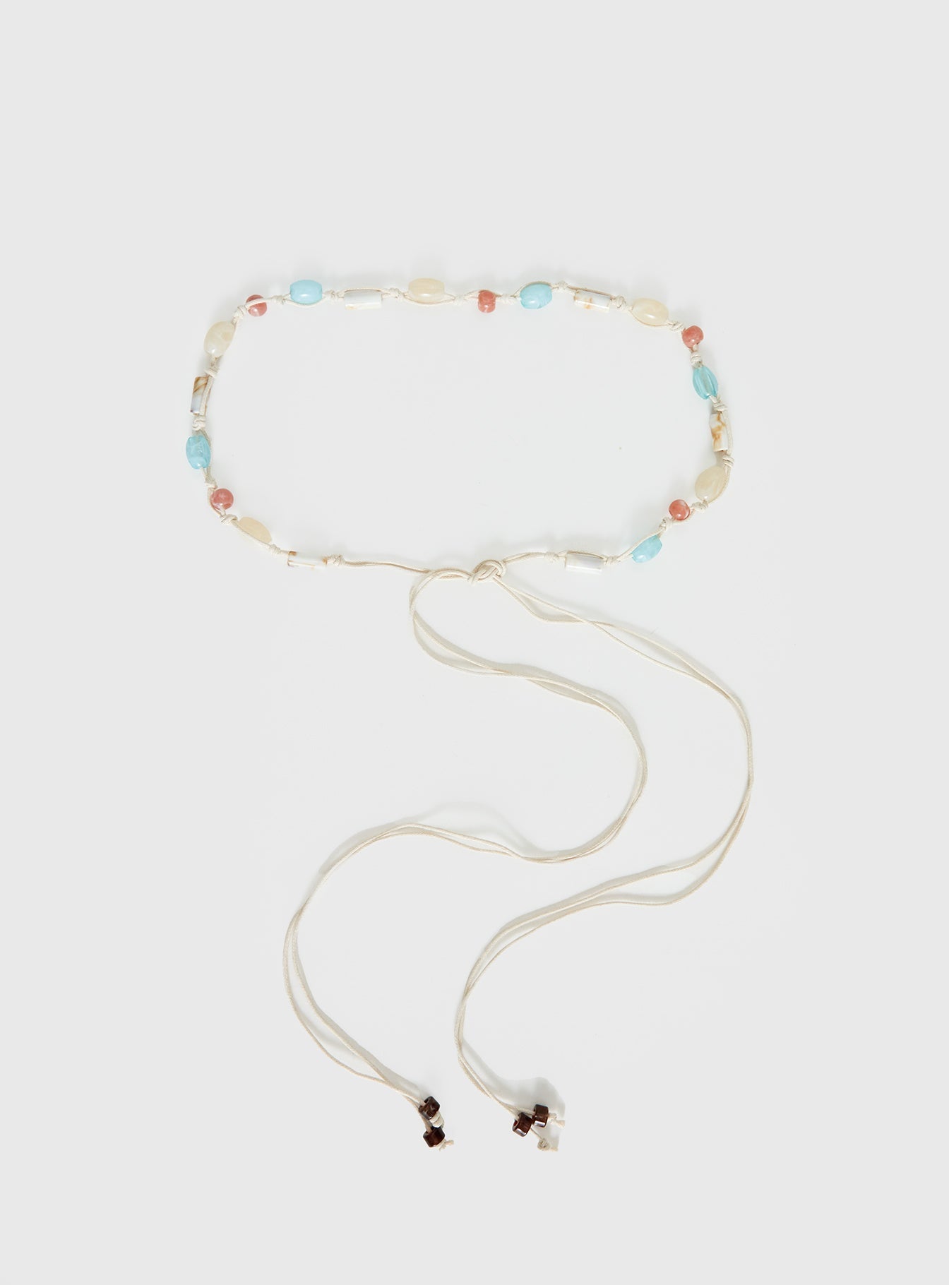 Angeleah Bead Detail Wrap Belt Blue / Beige