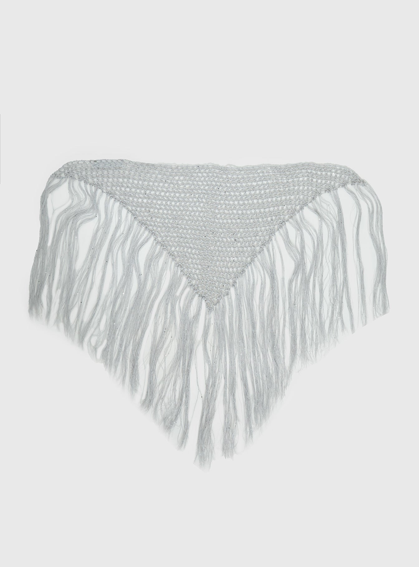Briee Fringe Detail Hair Scarf Silver