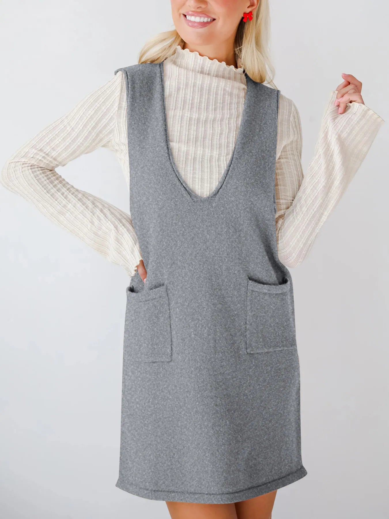 Sleeveless Knit Dress with Pockets