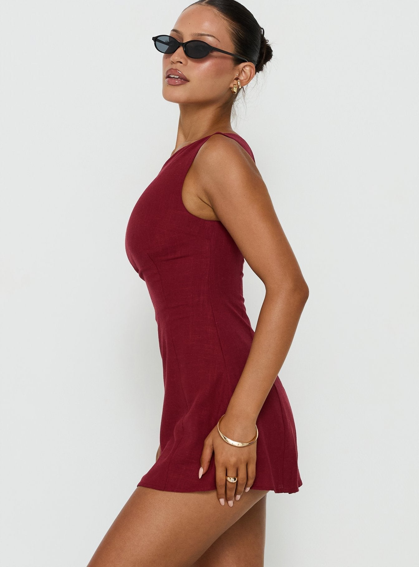 Anjela Off Shoulder Playsuit Cherry