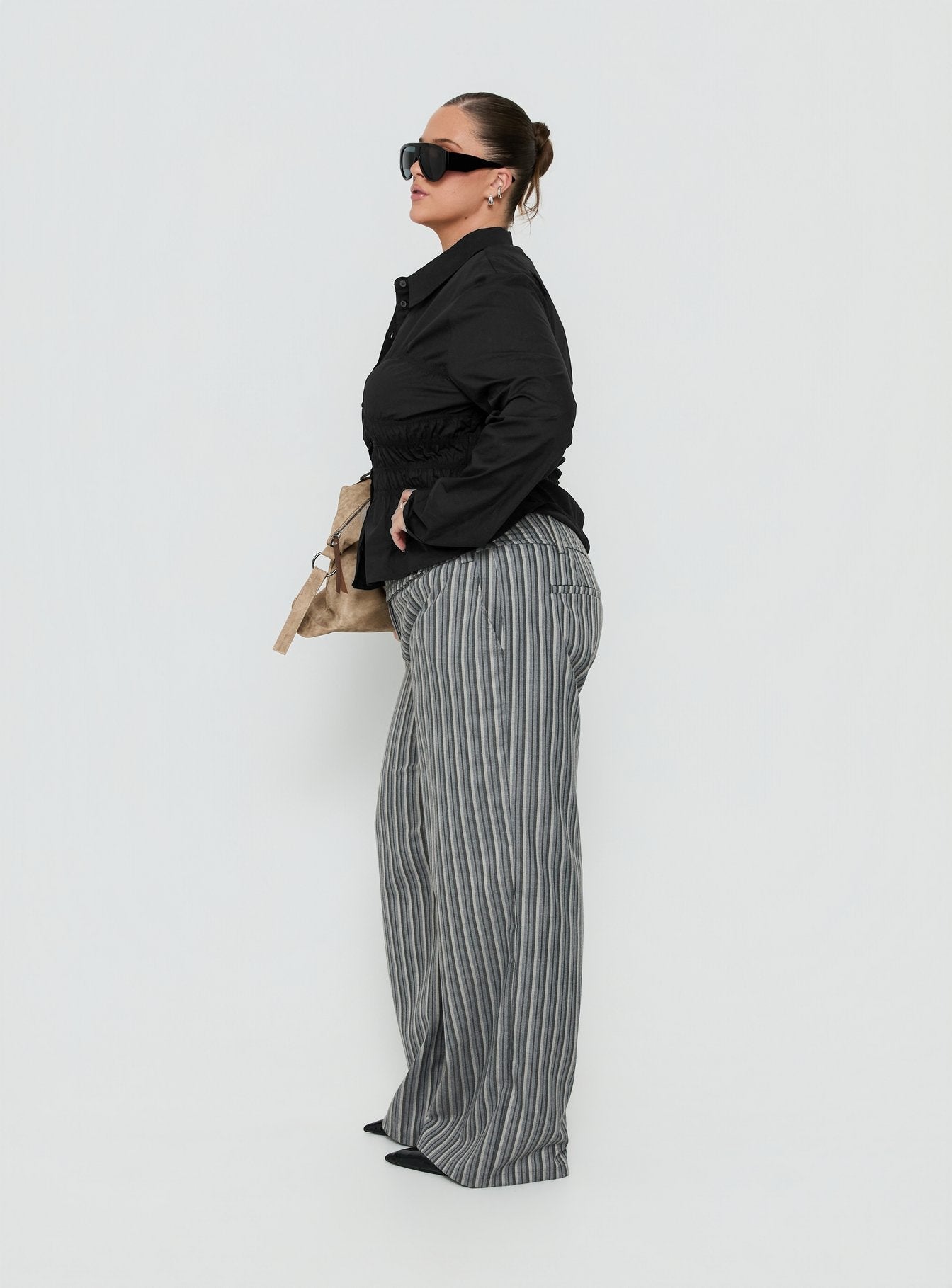 Cedars Low Rise Pant Grey Stripe Curve