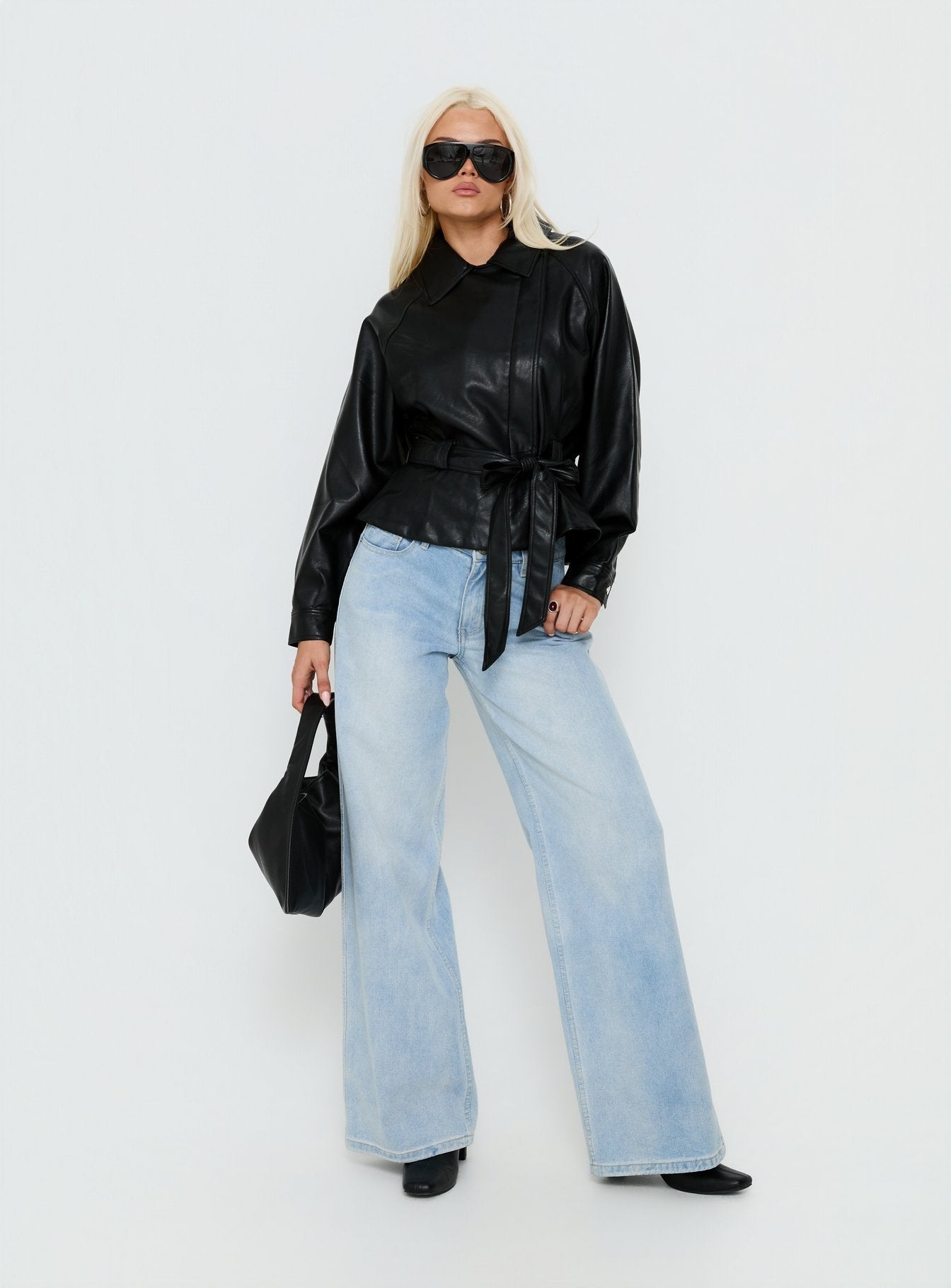 Authenticity Wrap Faux Leather Jacket Black
