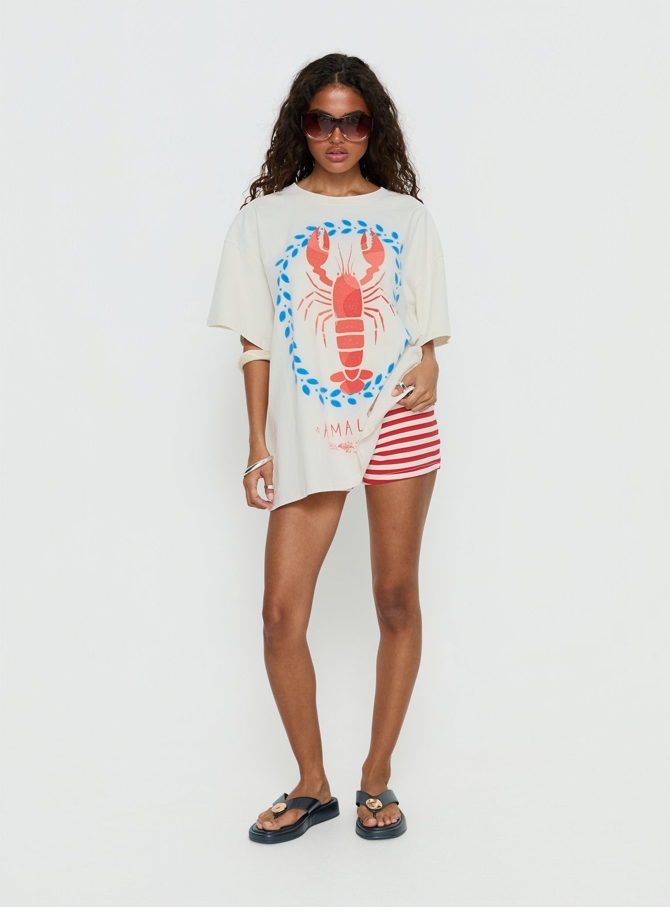 Amalfi Love Oversized Graphic Tee Off White