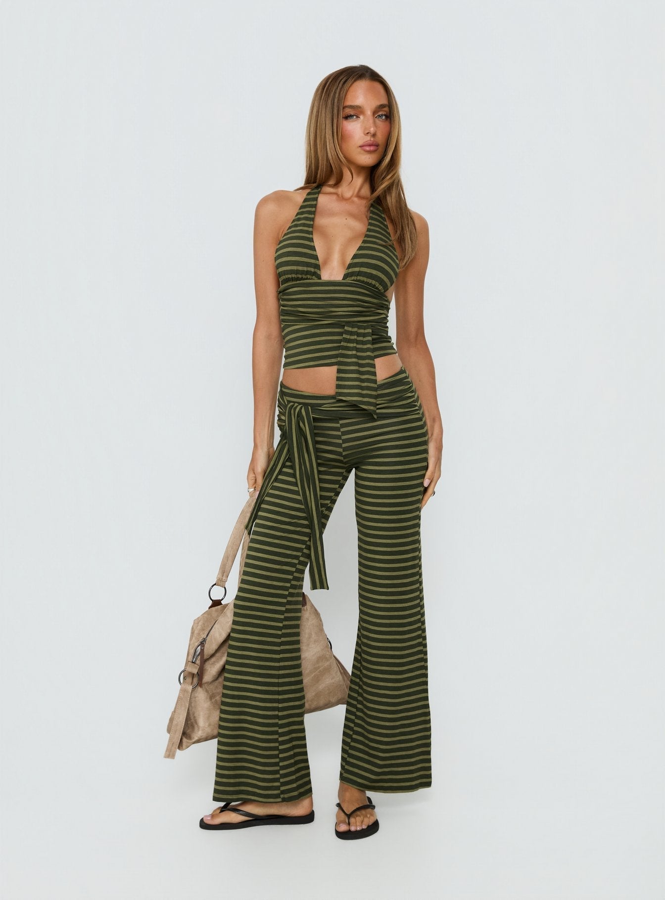 Aprilla Halter Top Green Stripe