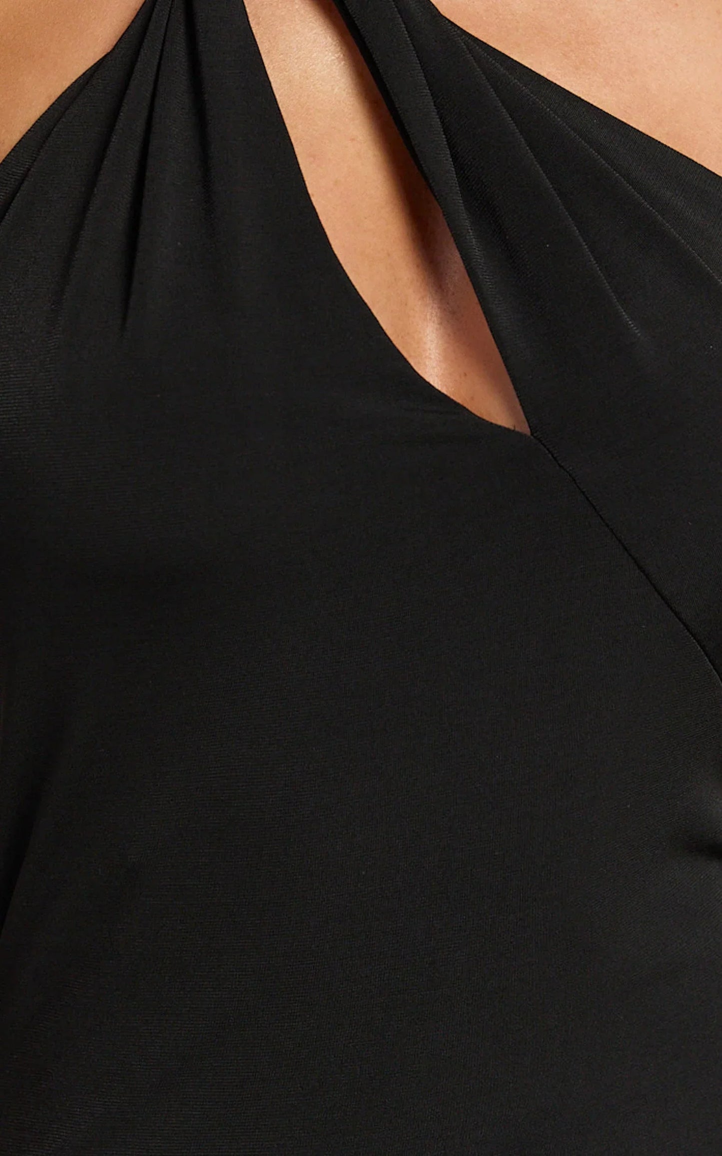 Marlina Midi Dress - Open Back Shoulder Detail Dress in Black