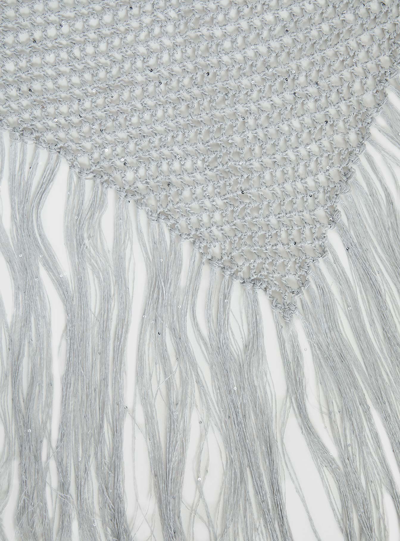 Briee Fringe Detail Hair Scarf Silver