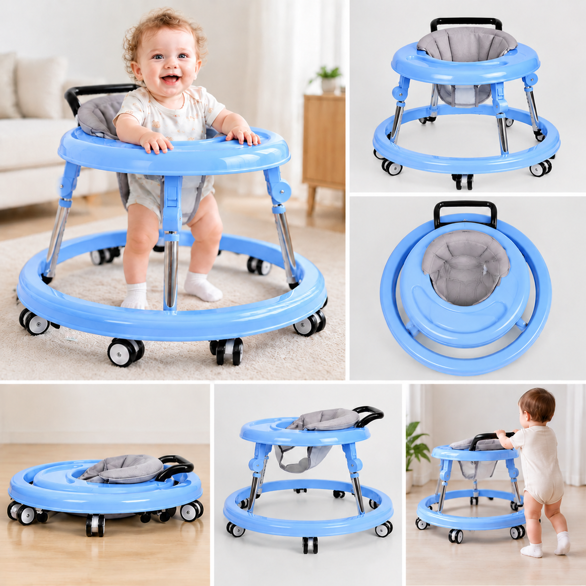 Space‑Saving Collapsible Baby Walker, Reliable Support for Baby’s First Steps