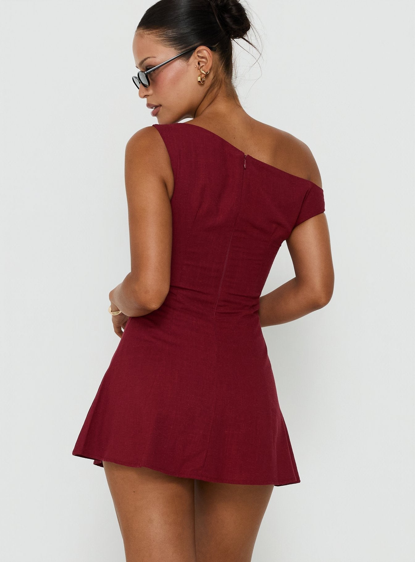 Anjela Off Shoulder Playsuit Cherry