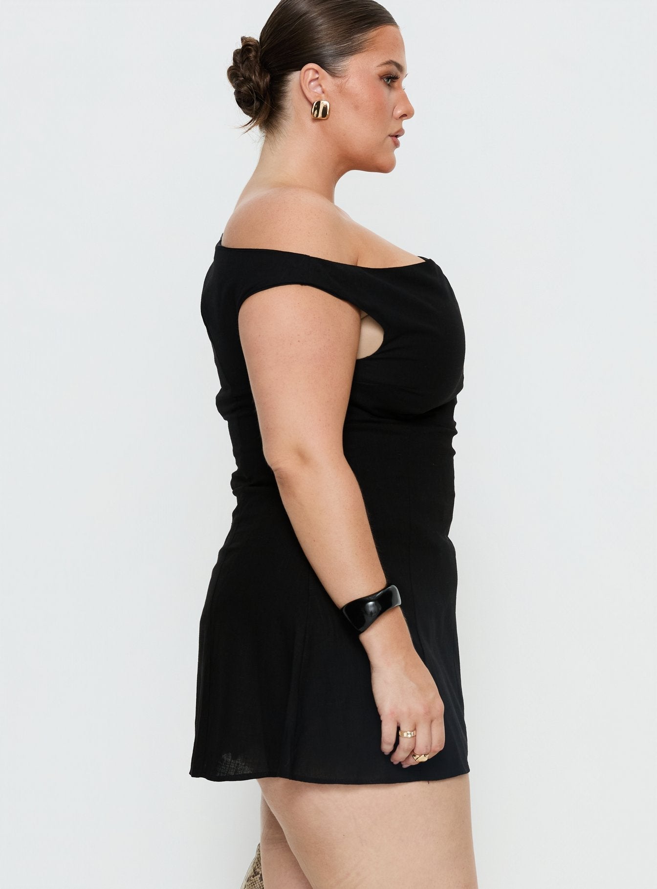 Anjela Off Shoulder Romper Black Curve