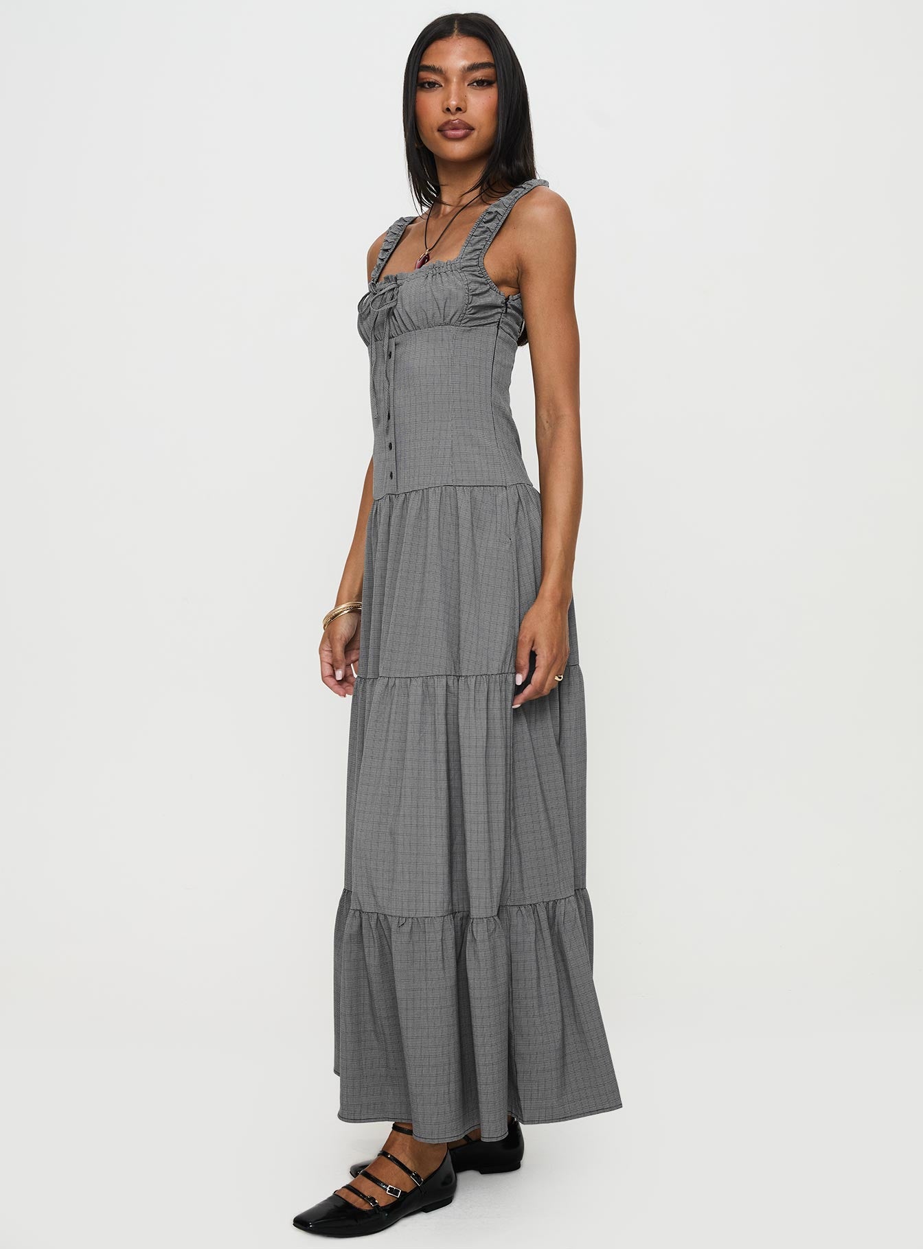 Ballerina Maxi Dress Onyx Gingham