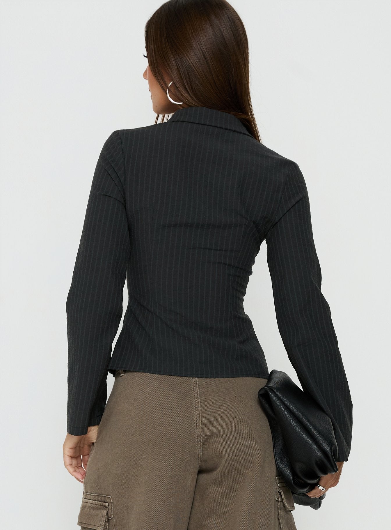 Anni Pinstripe Shirt Black