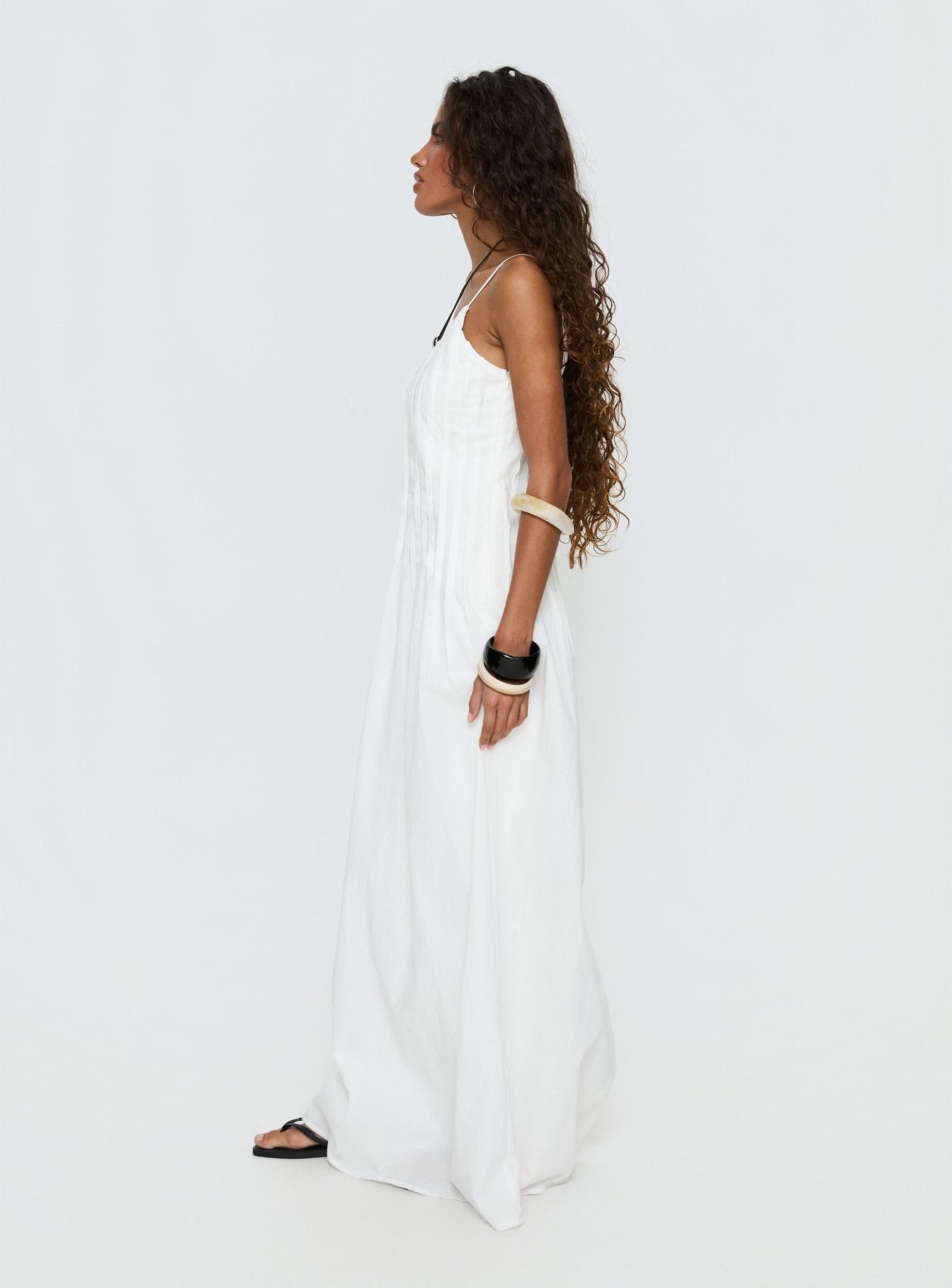 Adriela Pleat Maxi Dress White