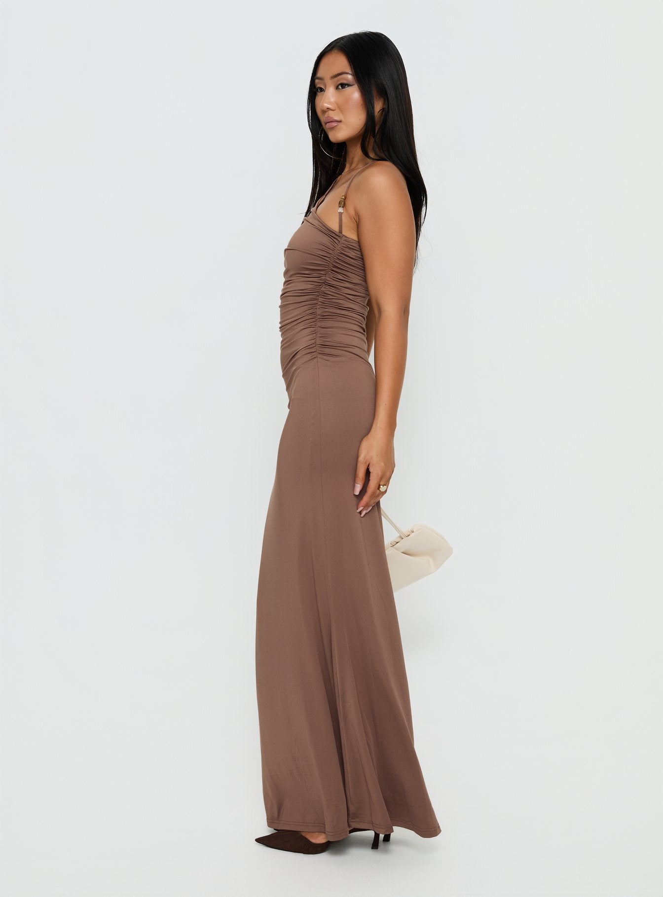 Britani One Shoulder Maxi Dress Mocha