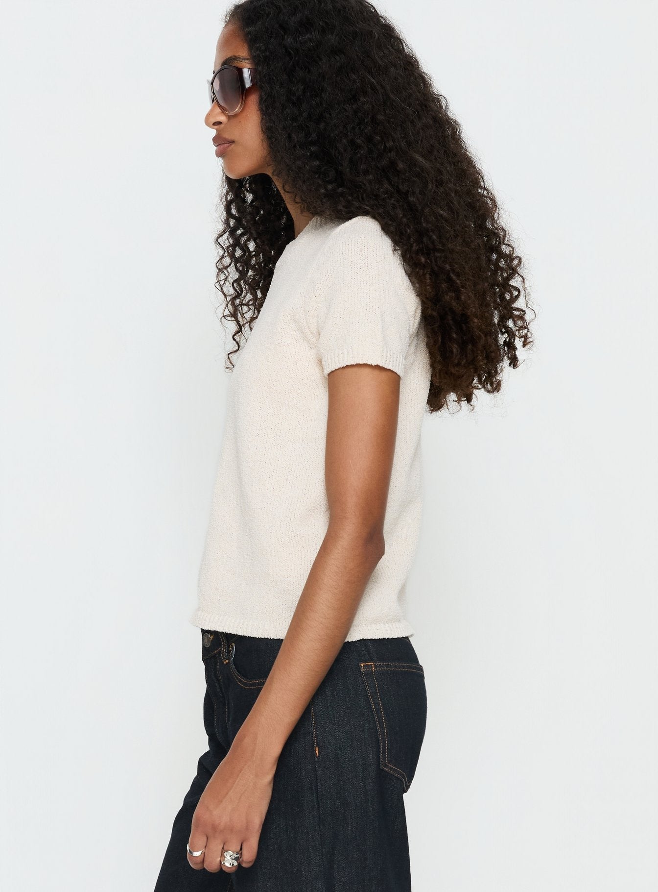 Ashfield Crew Neck Short Sleeve Top Beige