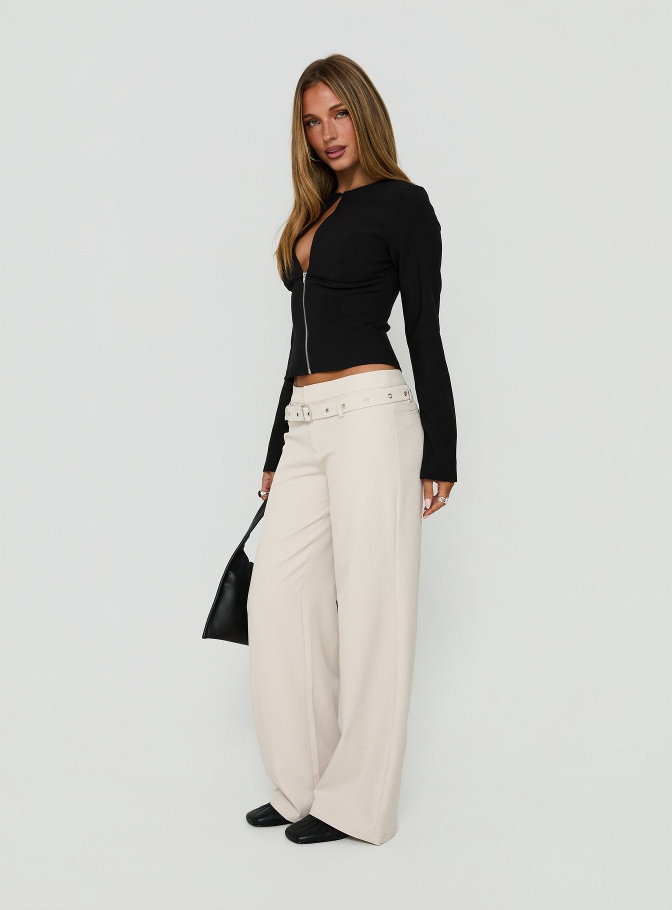 Adonella Buckle Tailored Pant Stone