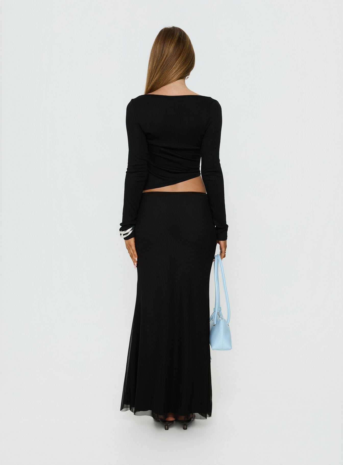 Caviar Tie Maxi Skirt Black