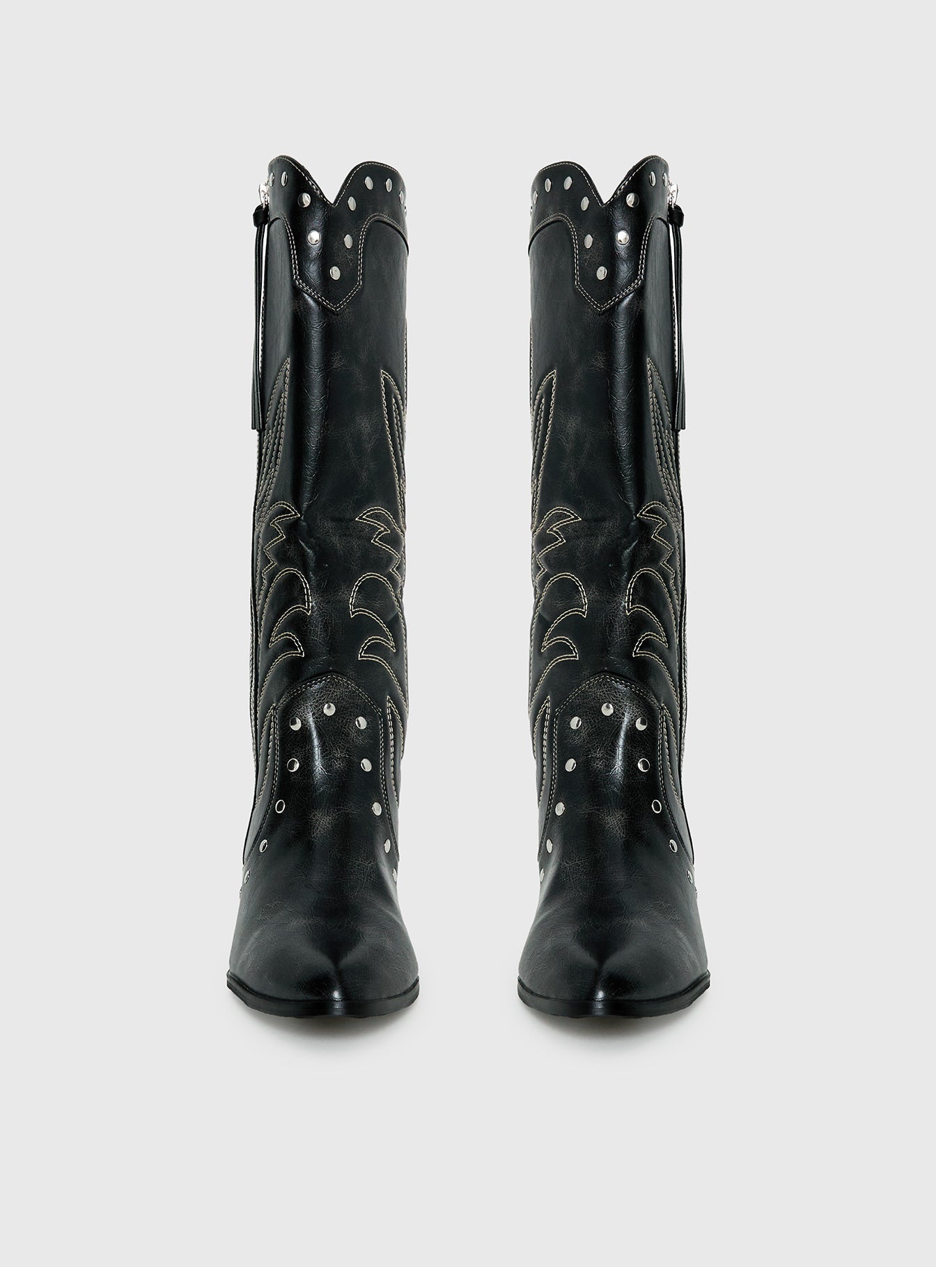 Austin Distressed Cowboy Boots Black