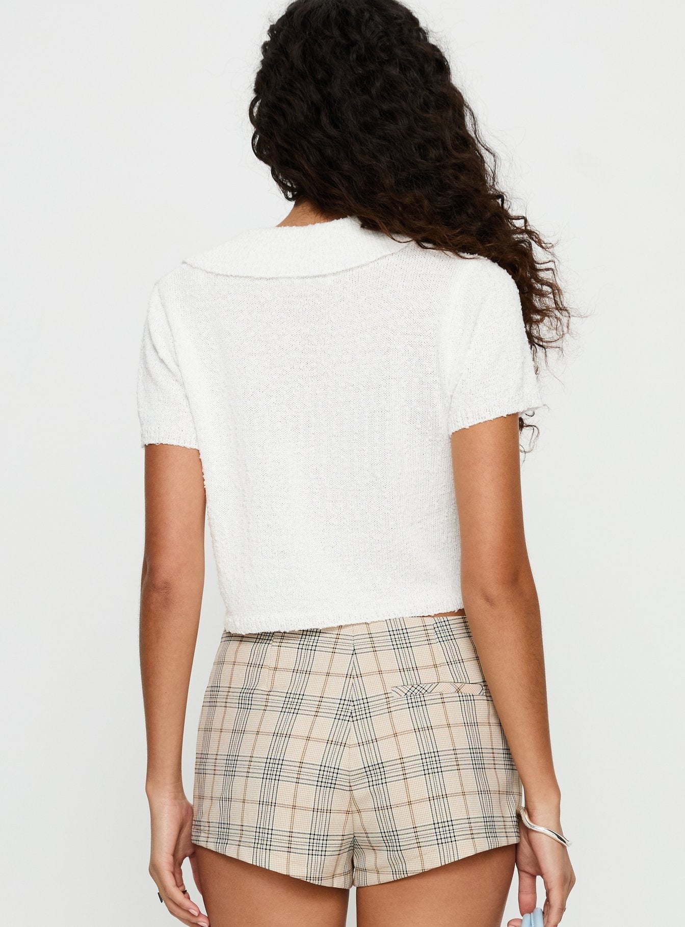 Brenee Button Up Collared Top White