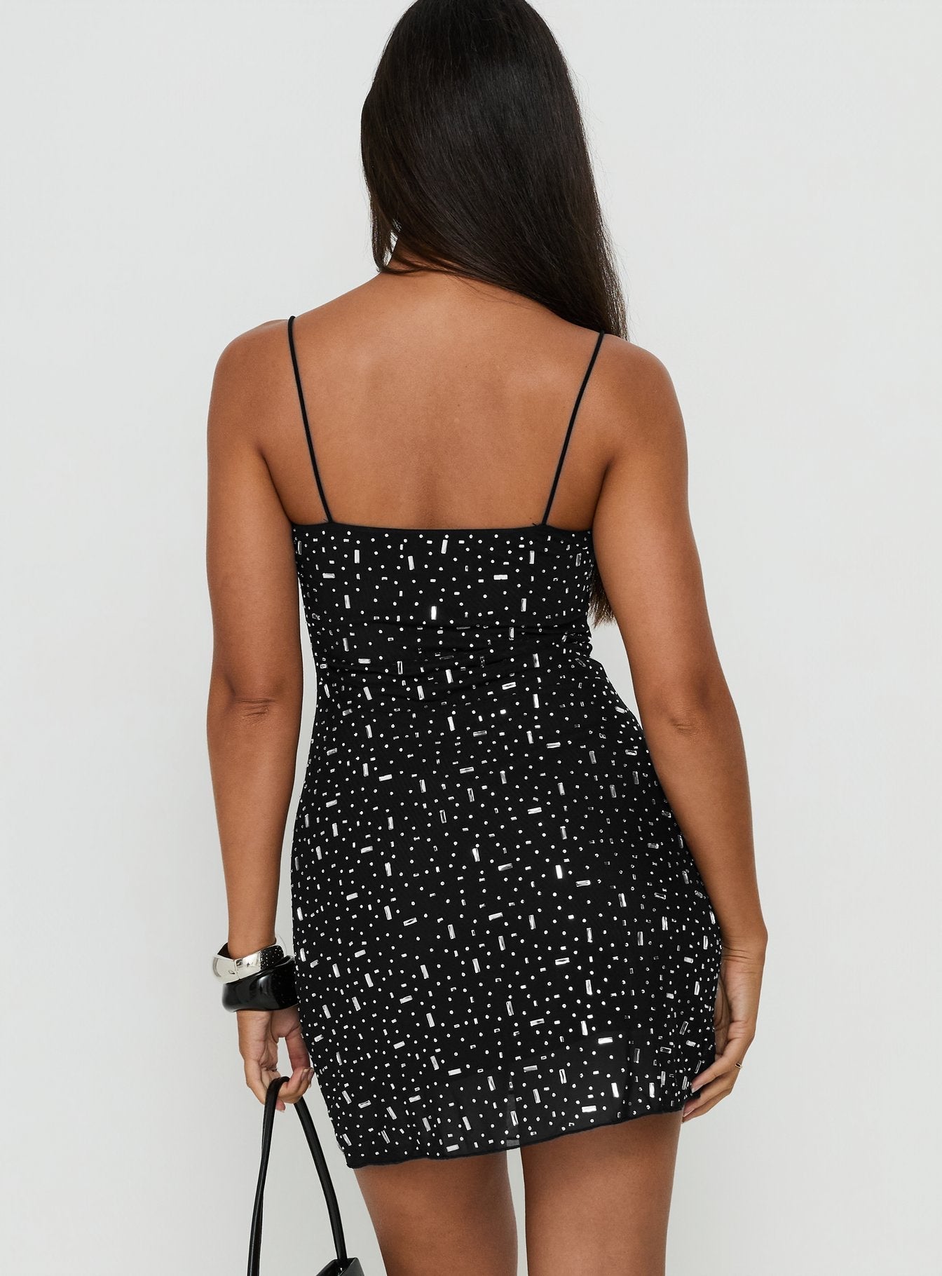 Anestassia Embellished Mini Dress Black