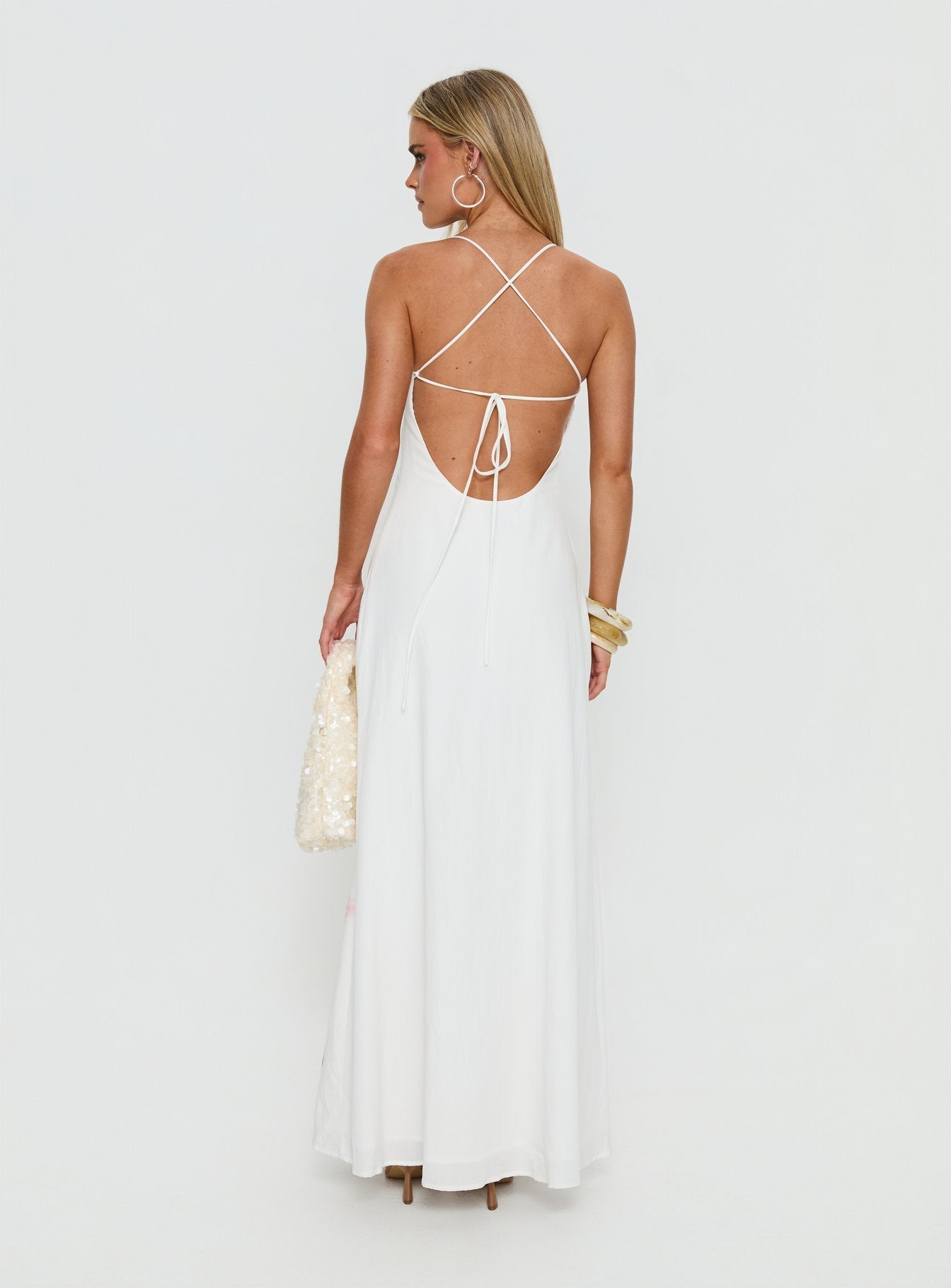 Anny Beaded Maxi Dress White Floral