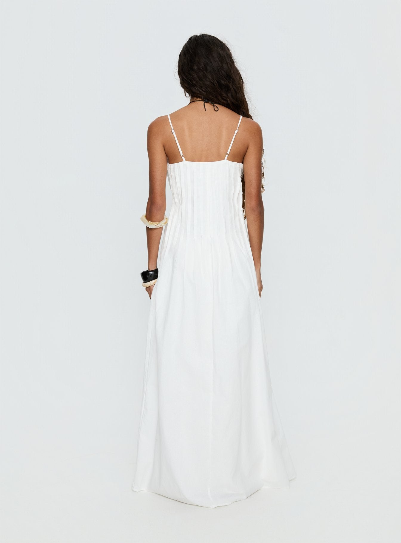 Adriela Pleat Maxi Dress White